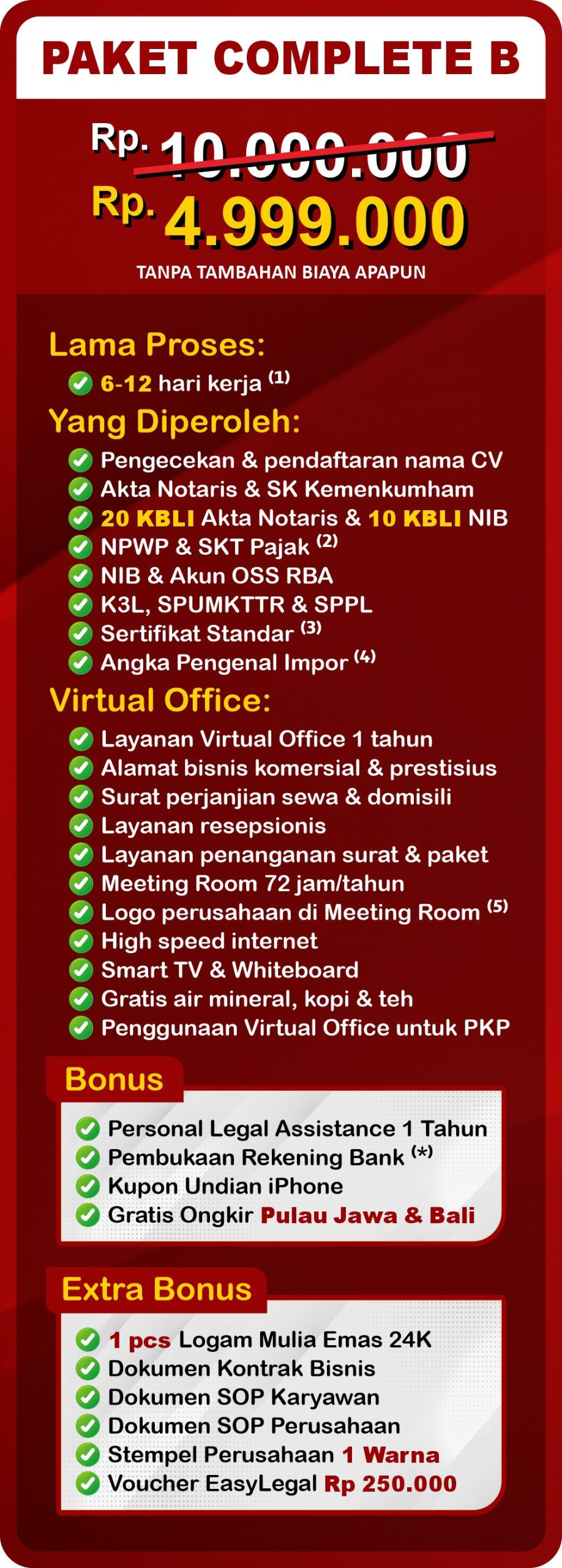 jasa pendirian CV paket complete B